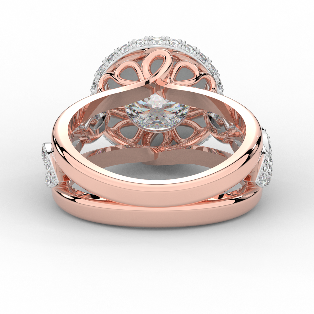 2.85CT.TW ROUND LAB DIAMOND HALO TWO TONE ENGAGEMENT RING - Nazarelle
