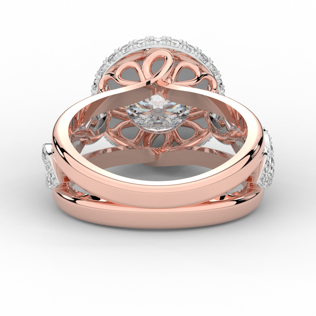 2.85CT.TW ROUND LAB DIAMOND HALO TWO TONE ENGAGEMENT RING - Nazarelle