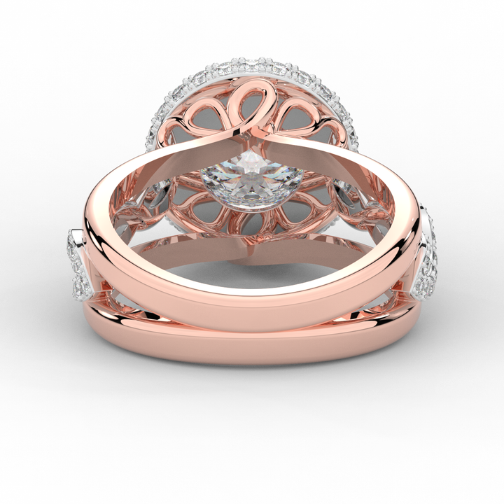 2.85CT.TW ROUND LAB DIAMOND HALO TWO TONE ENGAGEMENT RING - Nazarelle