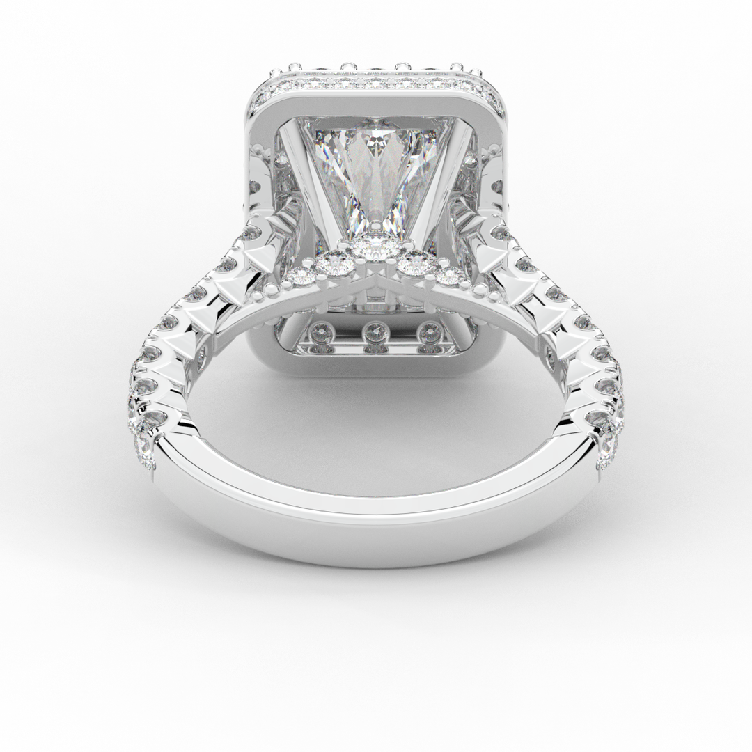4.50CT.TW RADIANT LAB DIAMOND HALO ENGAGEMENT RING - Nazarelle
