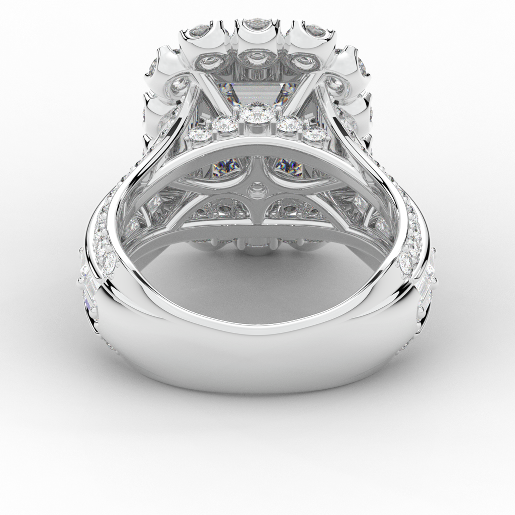 8.00CT.TW EMERALD CUT LAB DIAMOND HALO ENGAGEMENT RING - Nazarelle