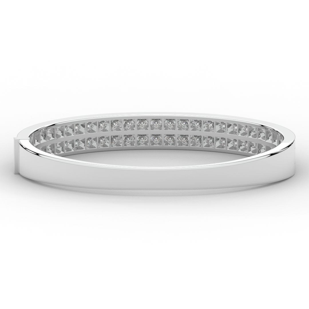 2.00CT.TW ROUND LAB TWO ROW DIAMOND BANGLE - Nazarelle