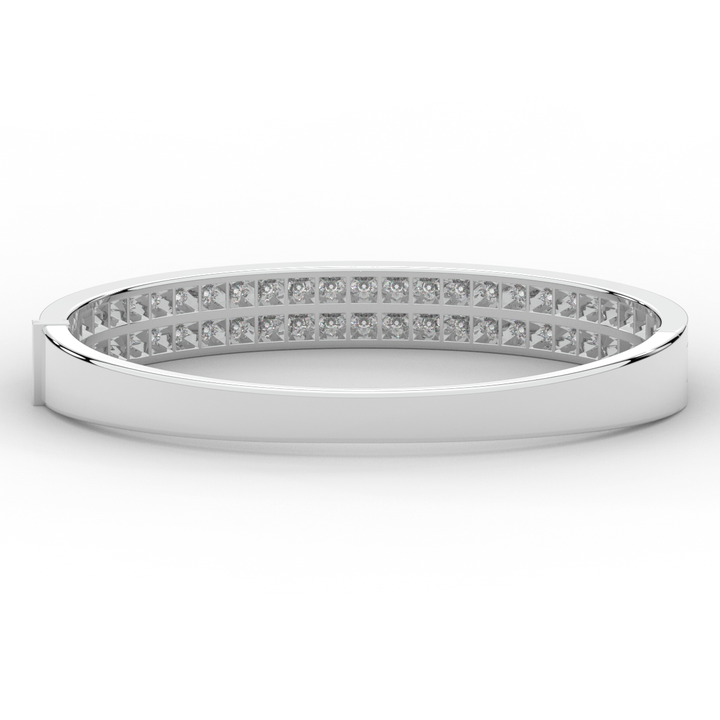 2.00CT.TW ROUND LAB TWO ROW DIAMOND BANGLE - Nazarelle