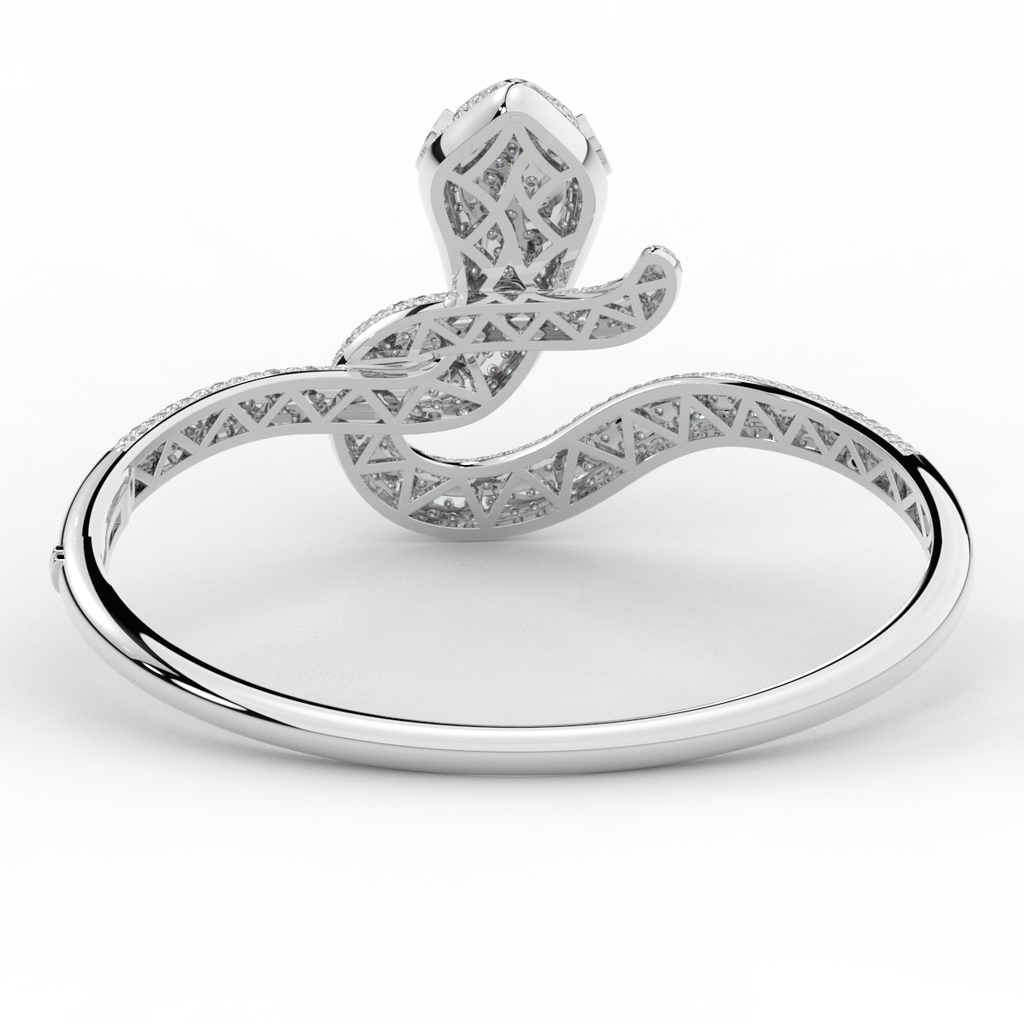 4.90CT.TW ROUND AND PEAR LAB DIAMOND SNAKE BANGLE - Nazarelle