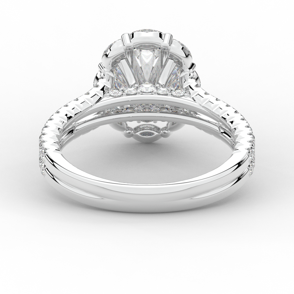 2.30CT.TW OVAL LAB DIAMOND HALO SPLIT SHANK ENGAGEMENT RING - Nazarelle