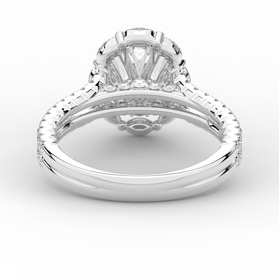 2.30CT.TW OVAL LAB DIAMOND HALO SPLIT SHANK ENGAGEMENT RING - Nazarelle