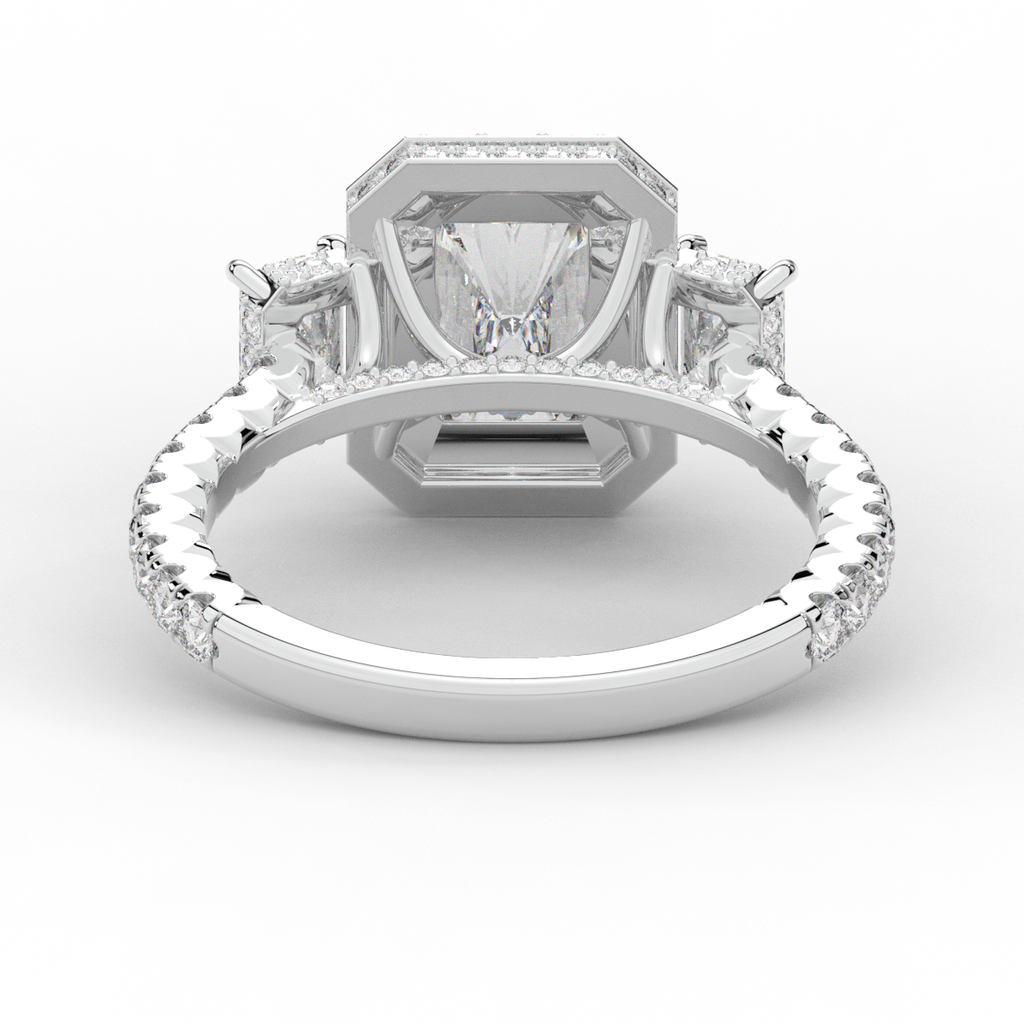 3.20CT.TW RADIANT LAB DIAMOND 3 STONE ENGAGEMENT RING - Nazarelle