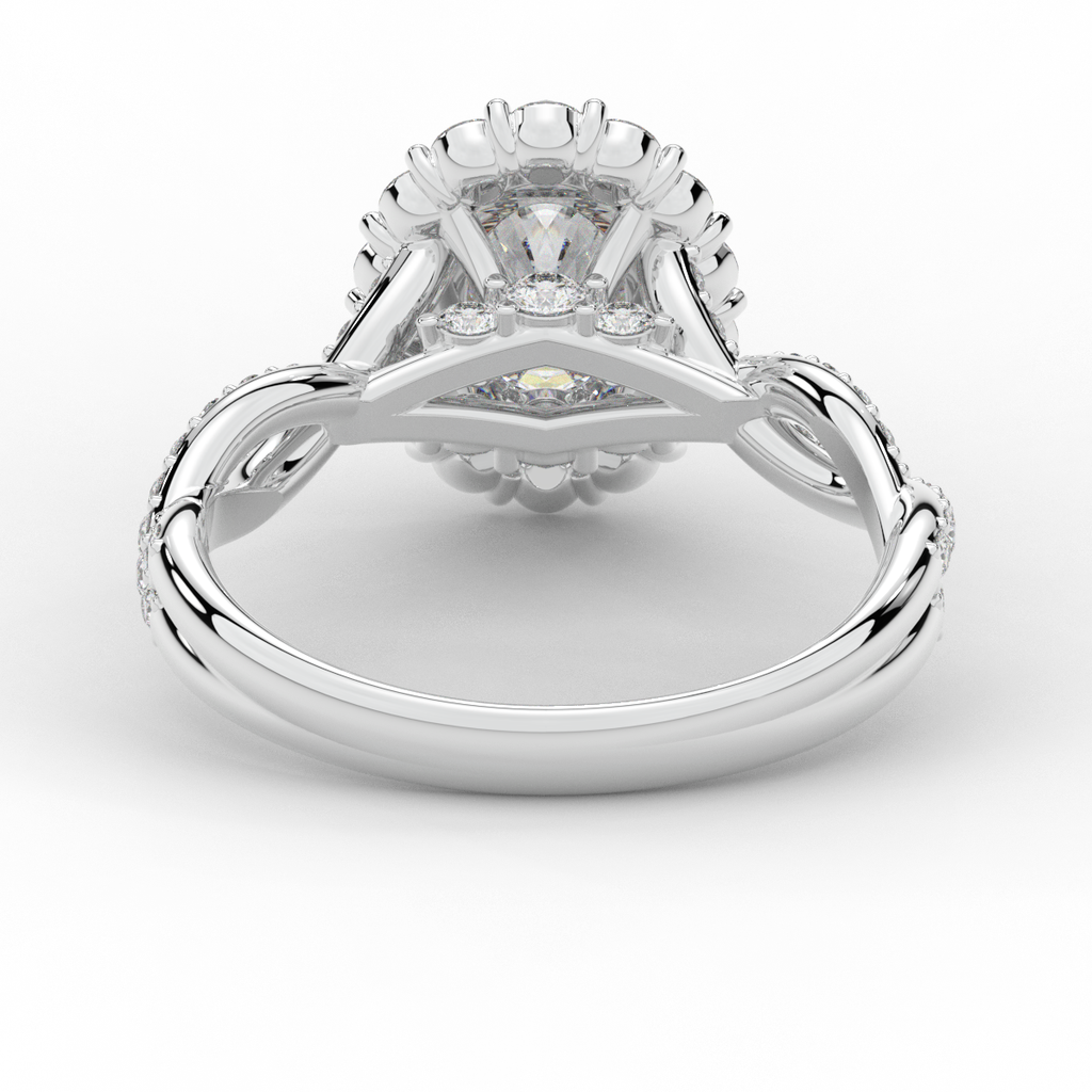1.75CT.TW OVAL LAB DIAMOND HALO TWIST BAND ENGAGEMENT RING - Nazarelle