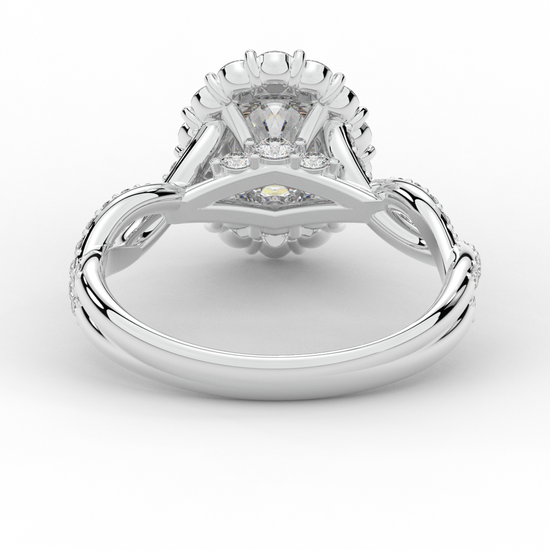1.75CT.TW OVAL LAB DIAMOND HALO TWIST BAND ENGAGEMENT RING - Nazarelle