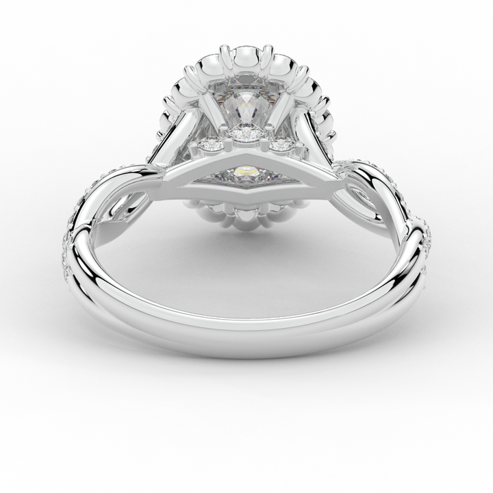 1.75CT.TW OVAL LAB DIAMOND HALO TWIST BAND ENGAGEMENT RING - Nazarelle