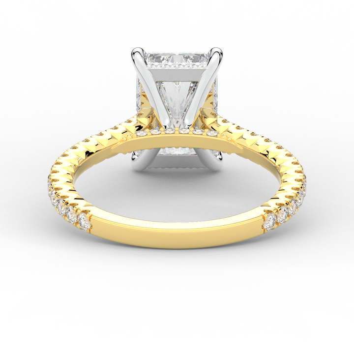 3.50CT.TW RADIANT LAB DIAMOND UNDERHALO SOLITAIRE TWO TONE ENGAGEMENT RING - Nazarelle