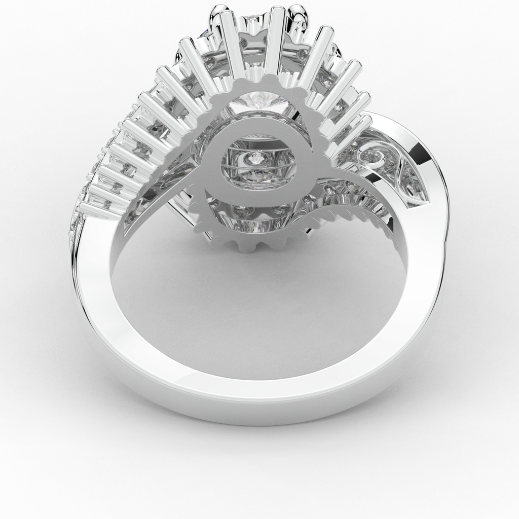 3.35CT.TW ROUND LAB DIAMOND BYPASS HALO ENGAGEMENT RING - Nazarelle