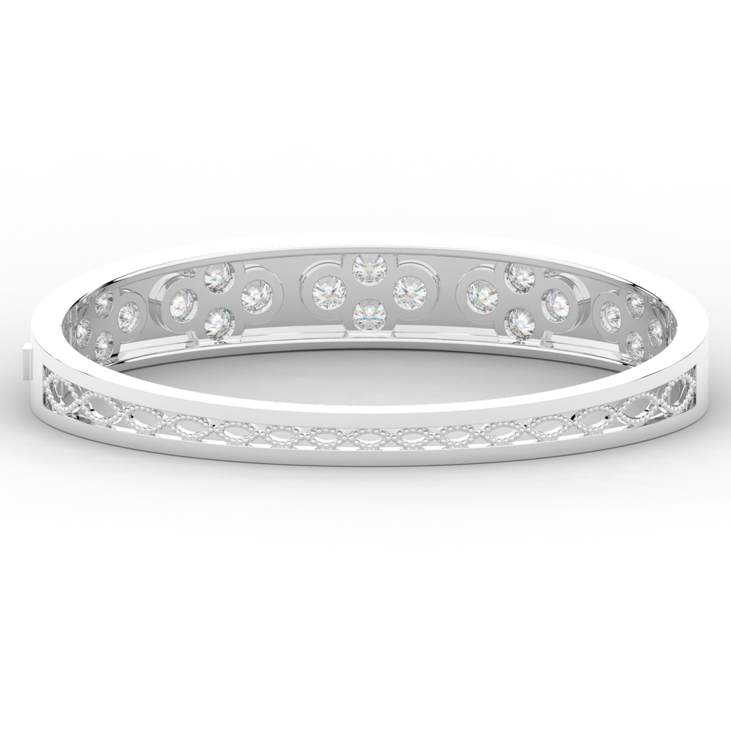 4.10CT.TW ROUND LAB DIAMOND BEZEL SET BANGLE - Nazarelle