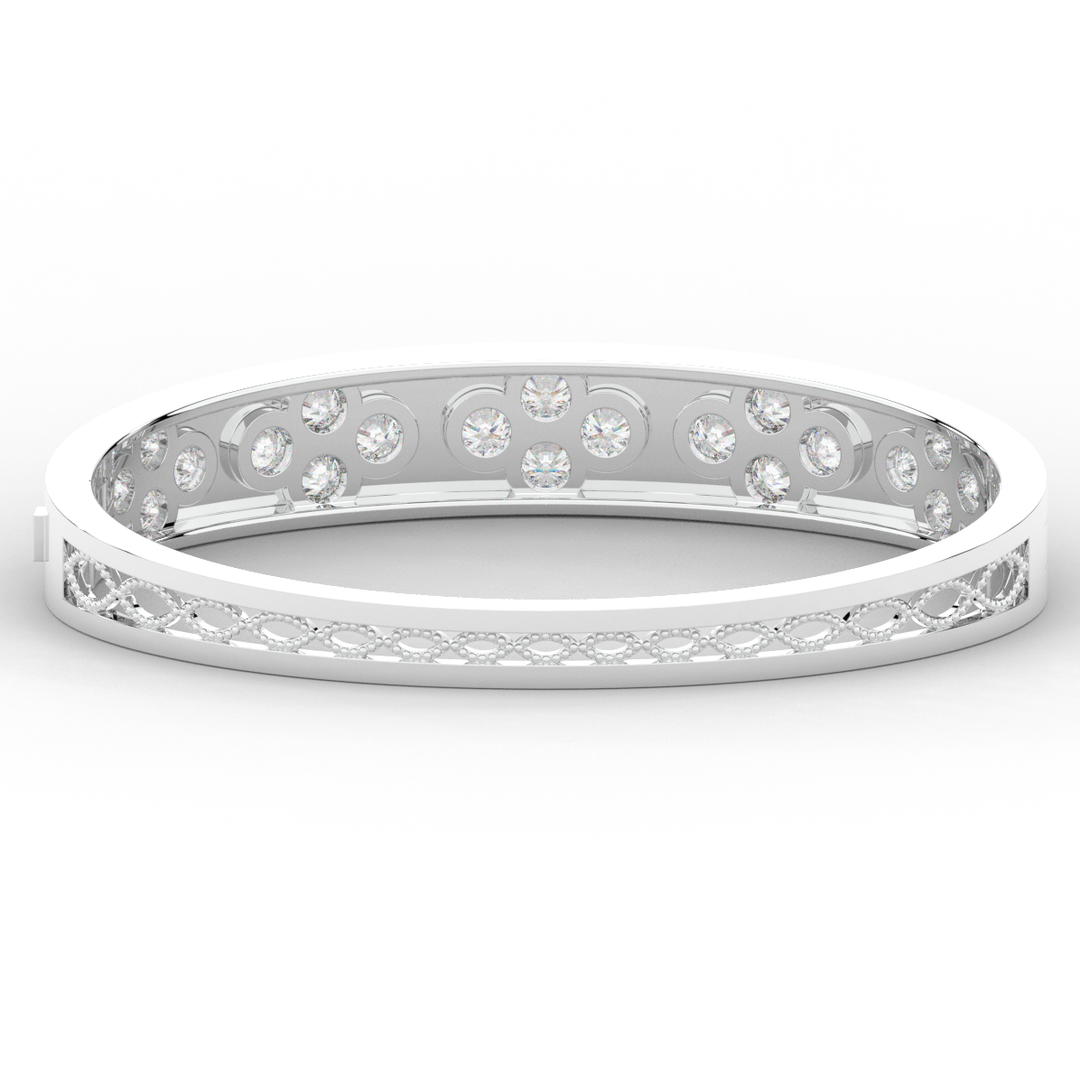 4.10CT.TW ROUND LAB DIAMOND BEZEL SET BANGLE - Nazarelle