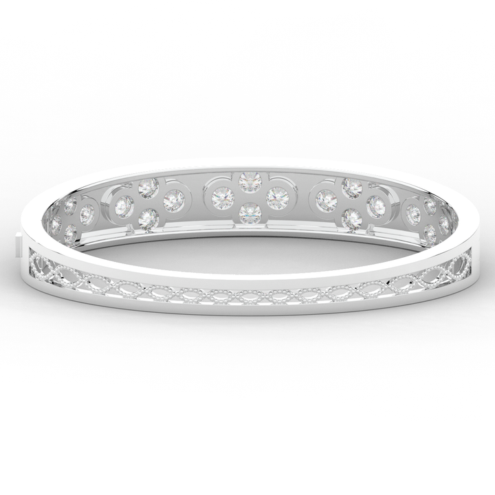 4.10CT.TW ROUND LAB DIAMOND BEZEL SET BANGLE - Nazarelle