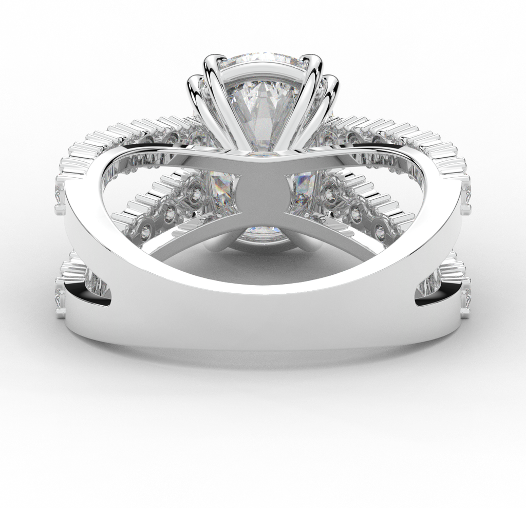 3.75CT.TW CUSHION LAB DIAMOND SPLIT BAND ENGAGEMENT RING - Nazarelle