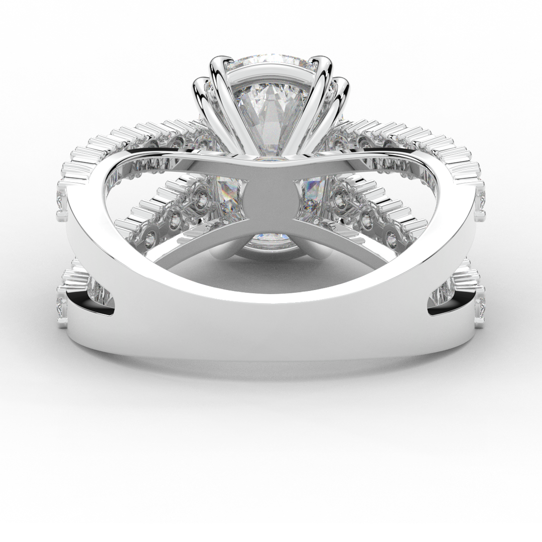 3.75CT.TW CUSHION LAB DIAMOND SPLIT BAND ENGAGEMENT RING - Nazarelle
