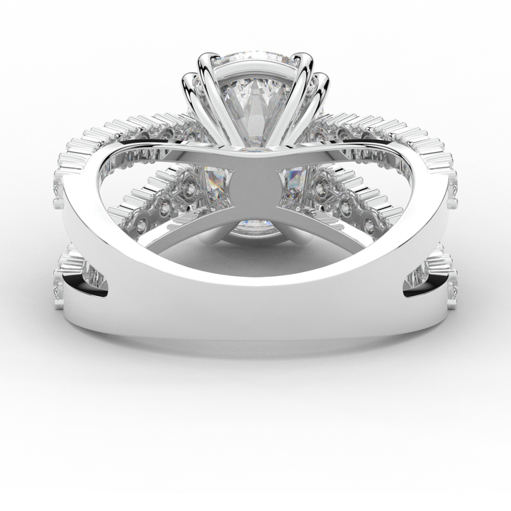 3.75CT.TW CUSHION LAB DIAMOND SPLIT BAND ENGAGEMENT RING - Nazarelle
