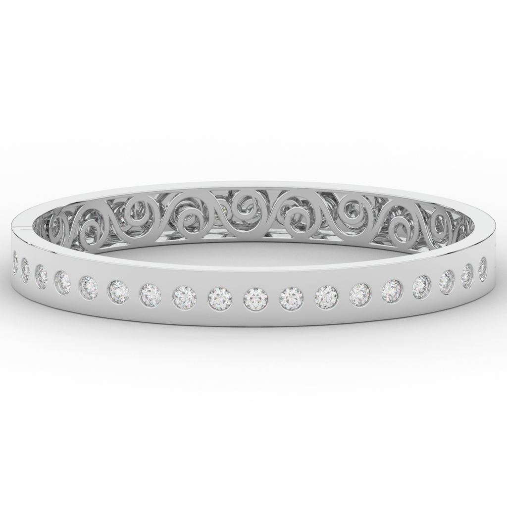 4.50CT.TW ROUND LAB DIAMOND ETERNITY BEZEL SET BANGLE - Nazarelle