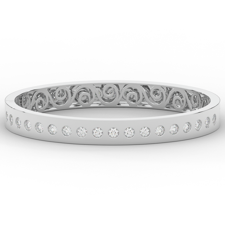 4.50CT.TW ROUND LAB DIAMOND ETERNITY BEZEL SET BANGLE - Nazarelle