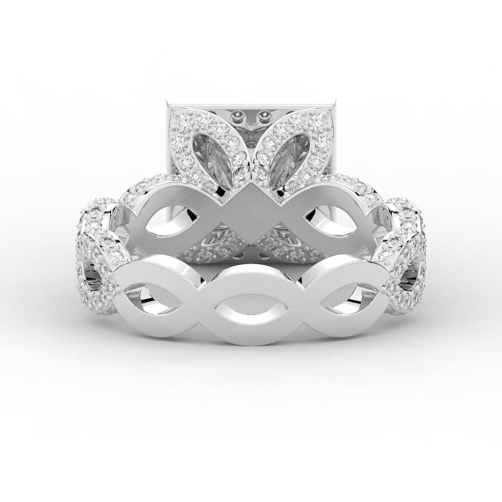2.40CT.TW PRINCESS LAB DIAMOND HALO ENGAGEMENT RING - Nazarelle