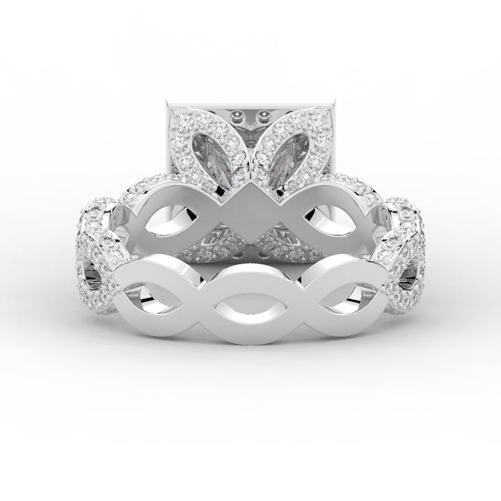 2.40CT.TW PRINCESS LAB DIAMOND HALO ENGAGEMENT RING - Nazarelle
