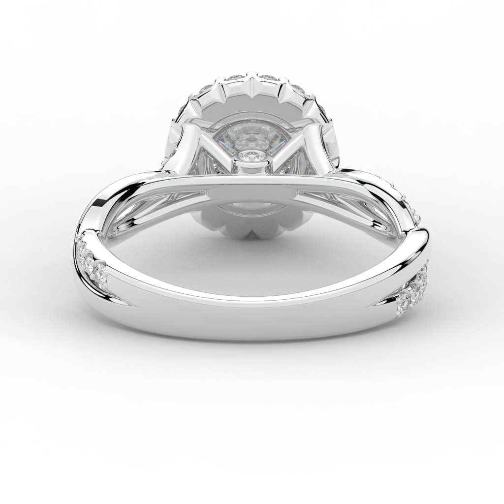 1.35CT.TW ROUND LAB DIAMOND HALO TWIST BAND ENGAGEMENT RING - Nazarelle