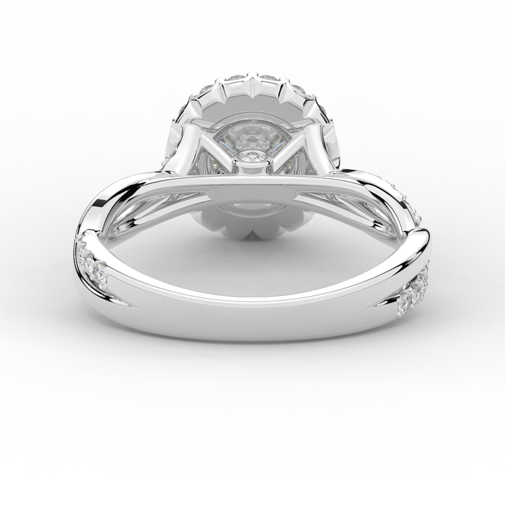 1.35CT.TW ROUND LAB DIAMOND HALO TWIST BAND ENGAGEMENT RING - Nazarelle
