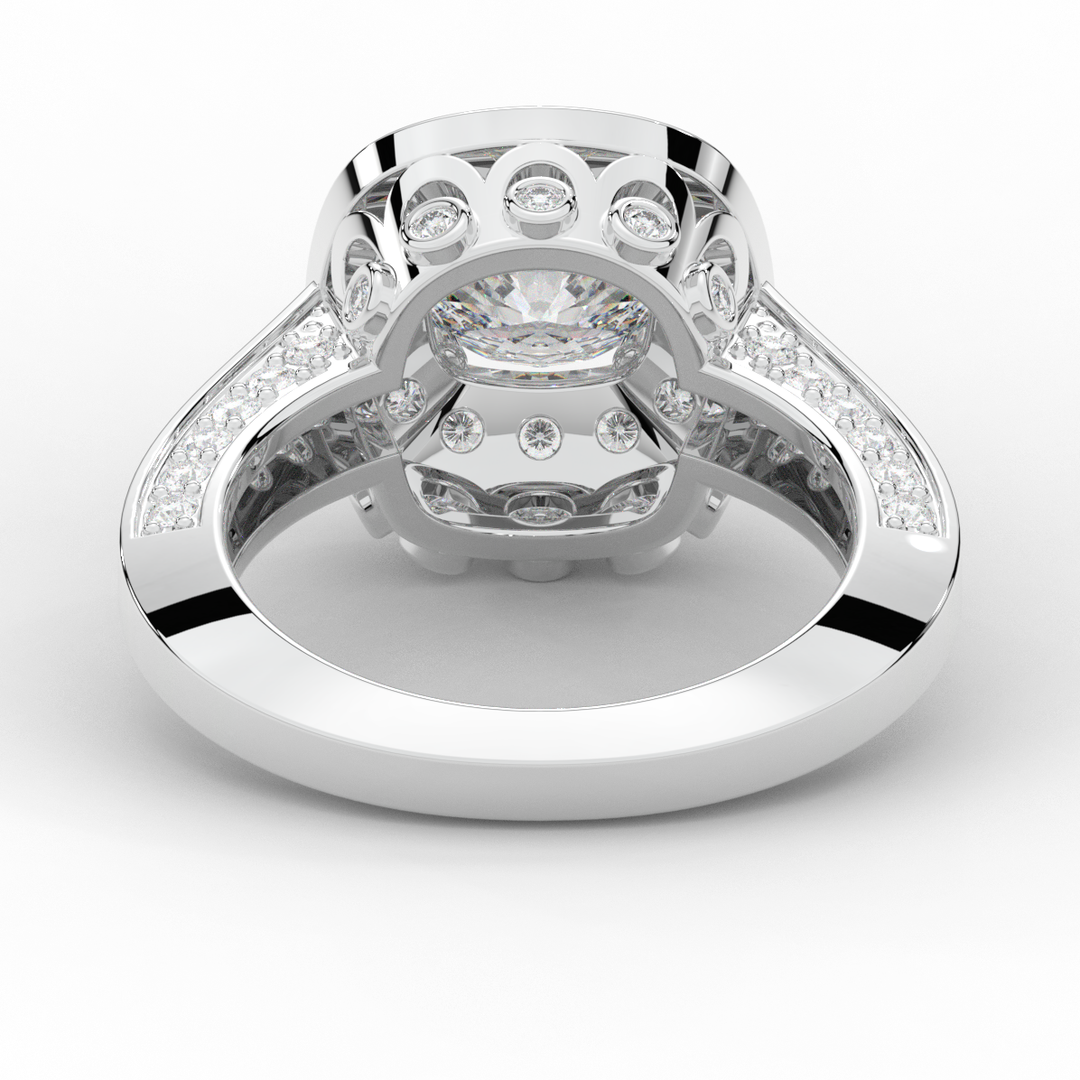 1.50CT.TW ROUND LAB DIAMOND HALO ENGAGEMENT RING - Nazarelle