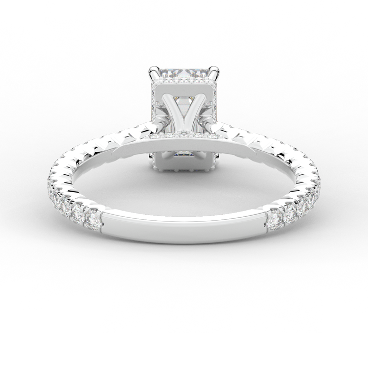 2.10CT.TW EMERALD CUT LAB DIAMOND UNDERHALO SOLITAIRE ENGAGEMENT RING - Nazarelle