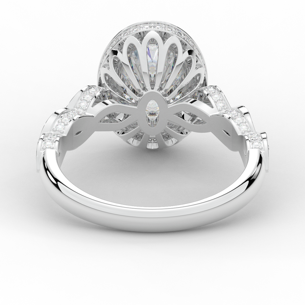 3.10CT.TW OVAL LAB DIAMOND HALO ENGAGEMENT RING - Nazarelle