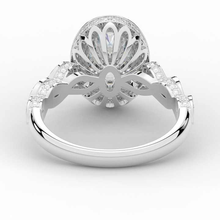 3.10CT.TW OVAL LAB DIAMOND HALO ENGAGEMENT RING - Nazarelle