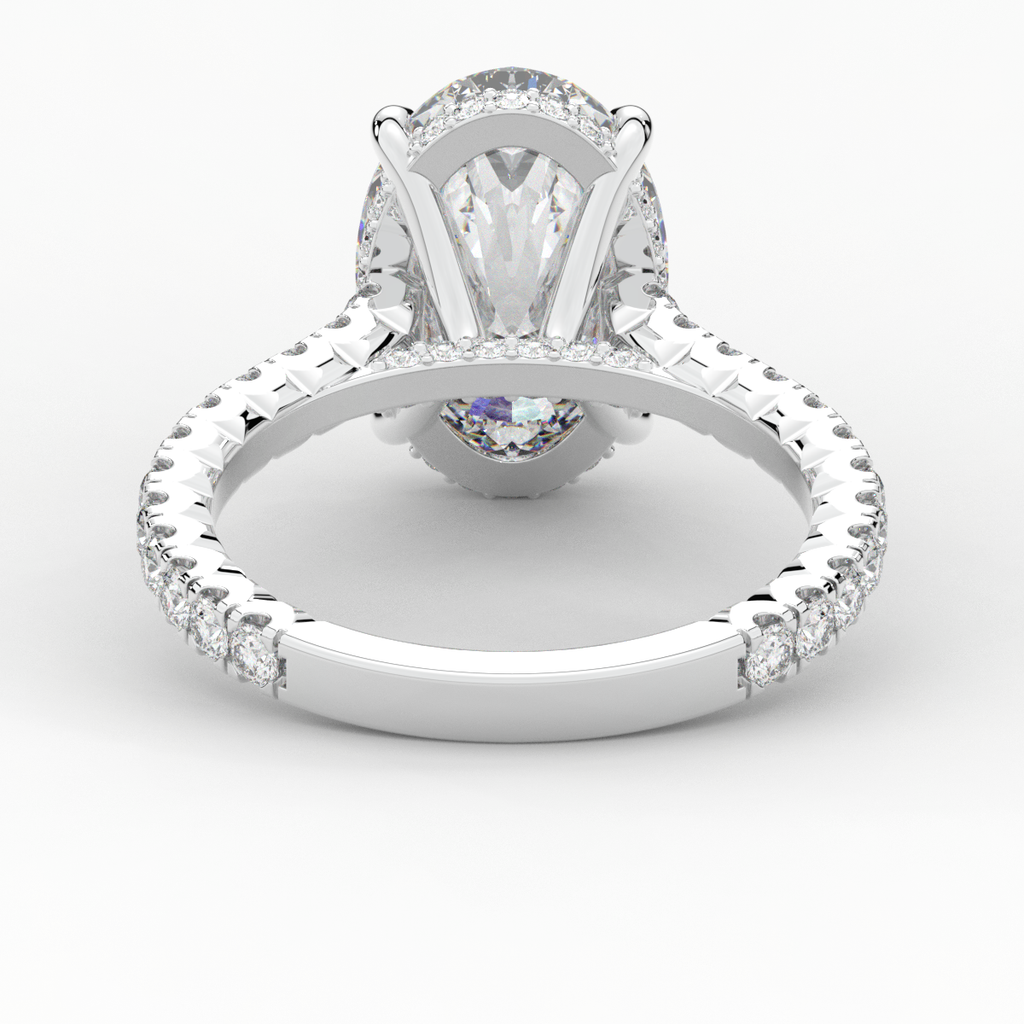 4.70CT.TW OVAL LAB DIAMOND UNDERHALO SOLITAIRE ENGAGEMENT RING - Nazarelle
