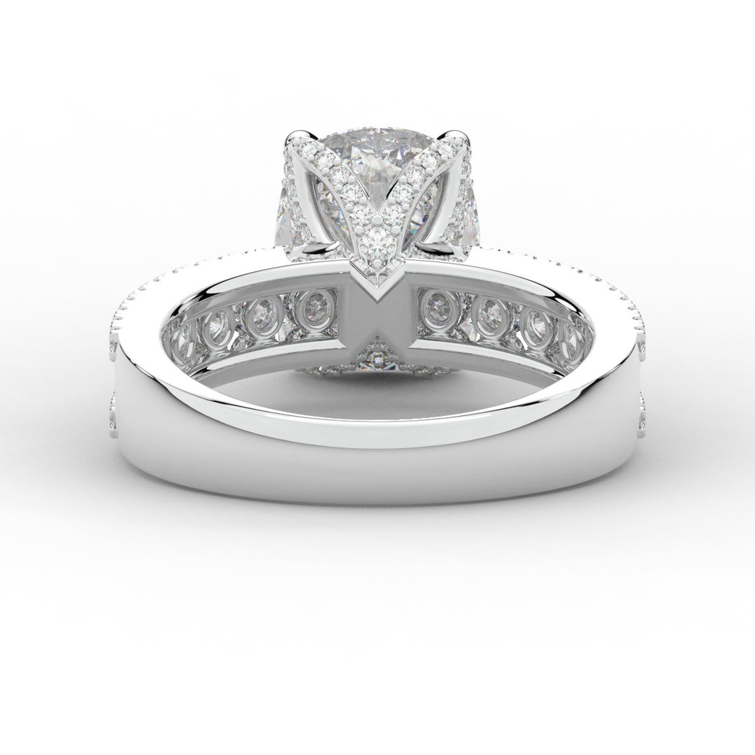 3.95CT.TW CUSHION LAB DIAMOND SOLITAIRE ENGAGEMENT RING - Nazarelle