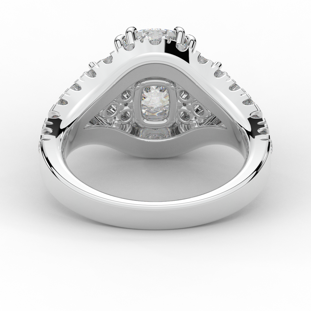 3.10CT.TW CUSHION LAB DIAMOND HALO ENGAGEMENT RING - Nazarelle