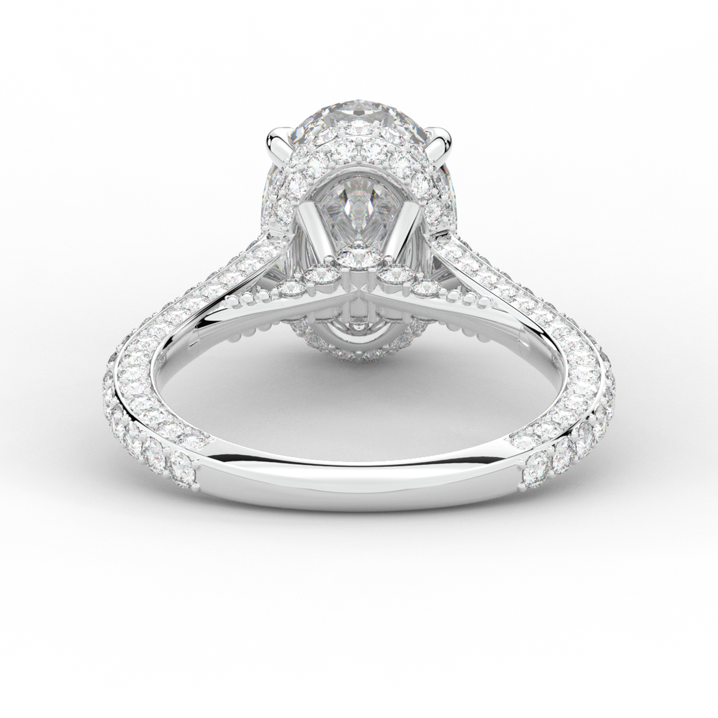 4.00CT.TW OVAL LAB DIAMOND UNDERHALO SOLITAIRE ENGAGEMENT RING - Nazarelle