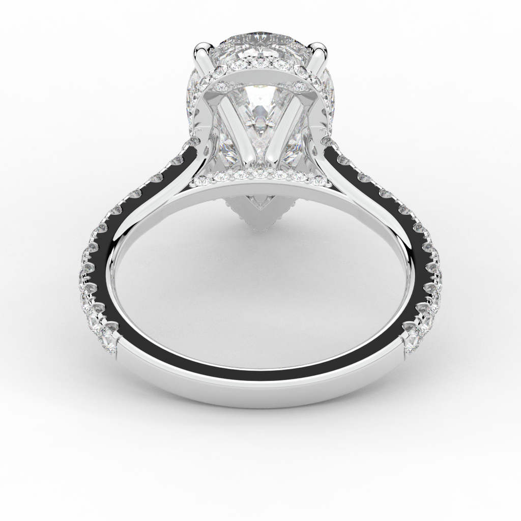 4.60CT.TW PEAR LAB DIAMOND UNDERHALO SOLITAIRE ENGAGEMENT RING - Nazarelle