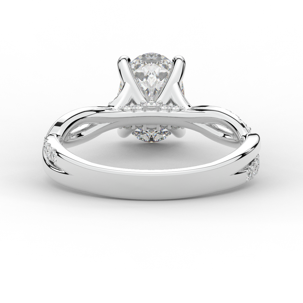 1.70CT.TW OVAL LAB DIAMOND TWIST BAND ENGAGEMENT RING - Nazarelle