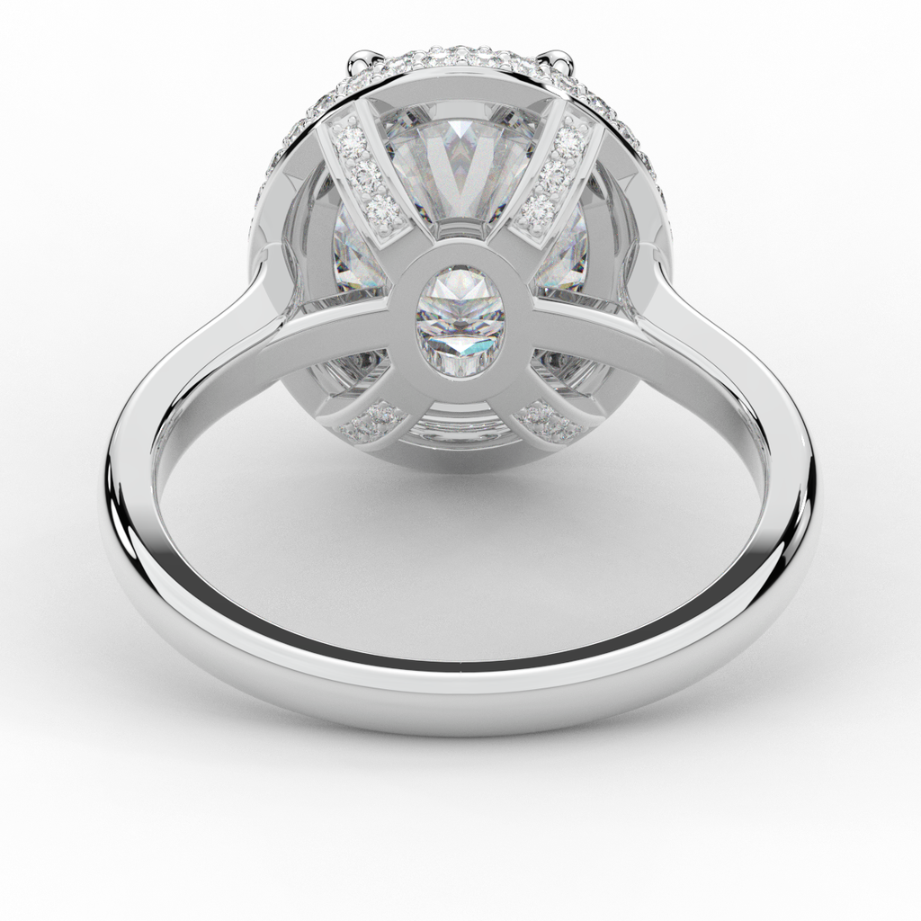 4.40CT.TW OVAL LAB DIAMOND HALO ENGAGEMENT RING - Nazarelle
