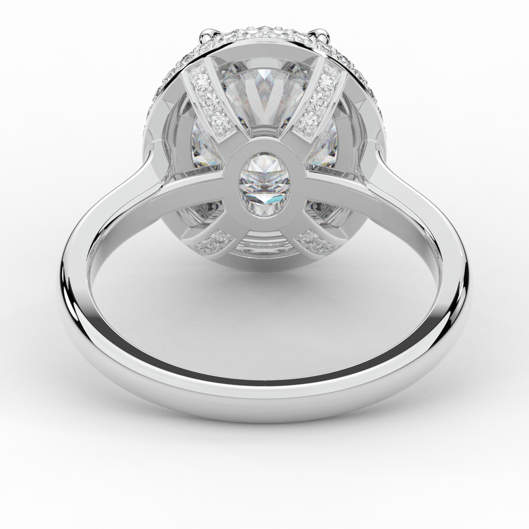 4.40CT.TW OVAL LAB DIAMOND HALO ENGAGEMENT RING - Nazarelle