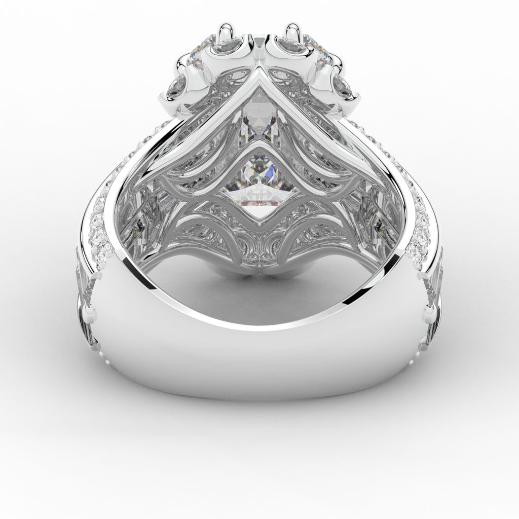 8.25CT.TW EMERALD CUT LAB DIAMOND HALO ENGAGEMENT RING - Nazarelle