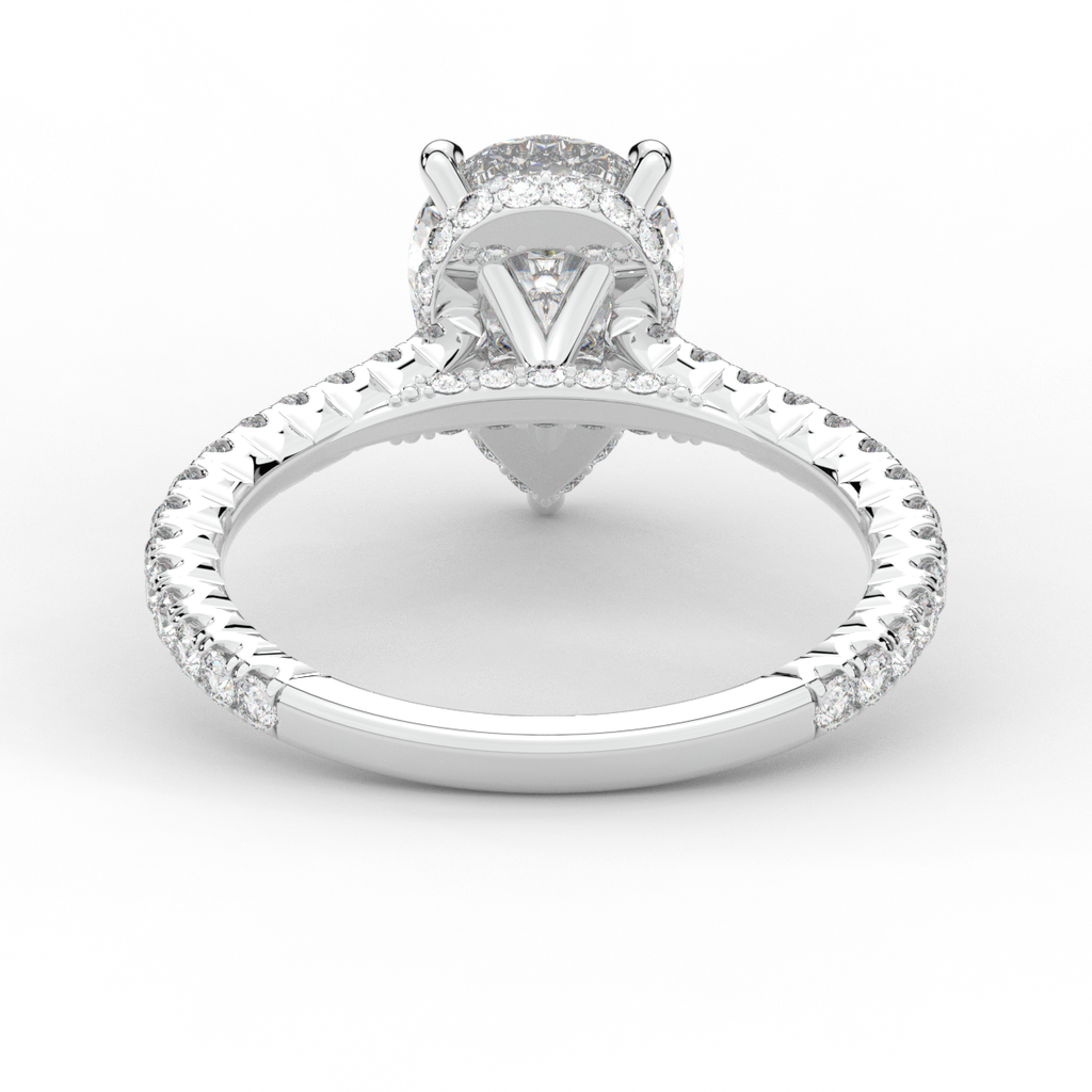2.50CT.TW PEAR LAB DIAMOND UNDERHALO SOLITAIRE ENGAGEMENT RING - Nazarelle