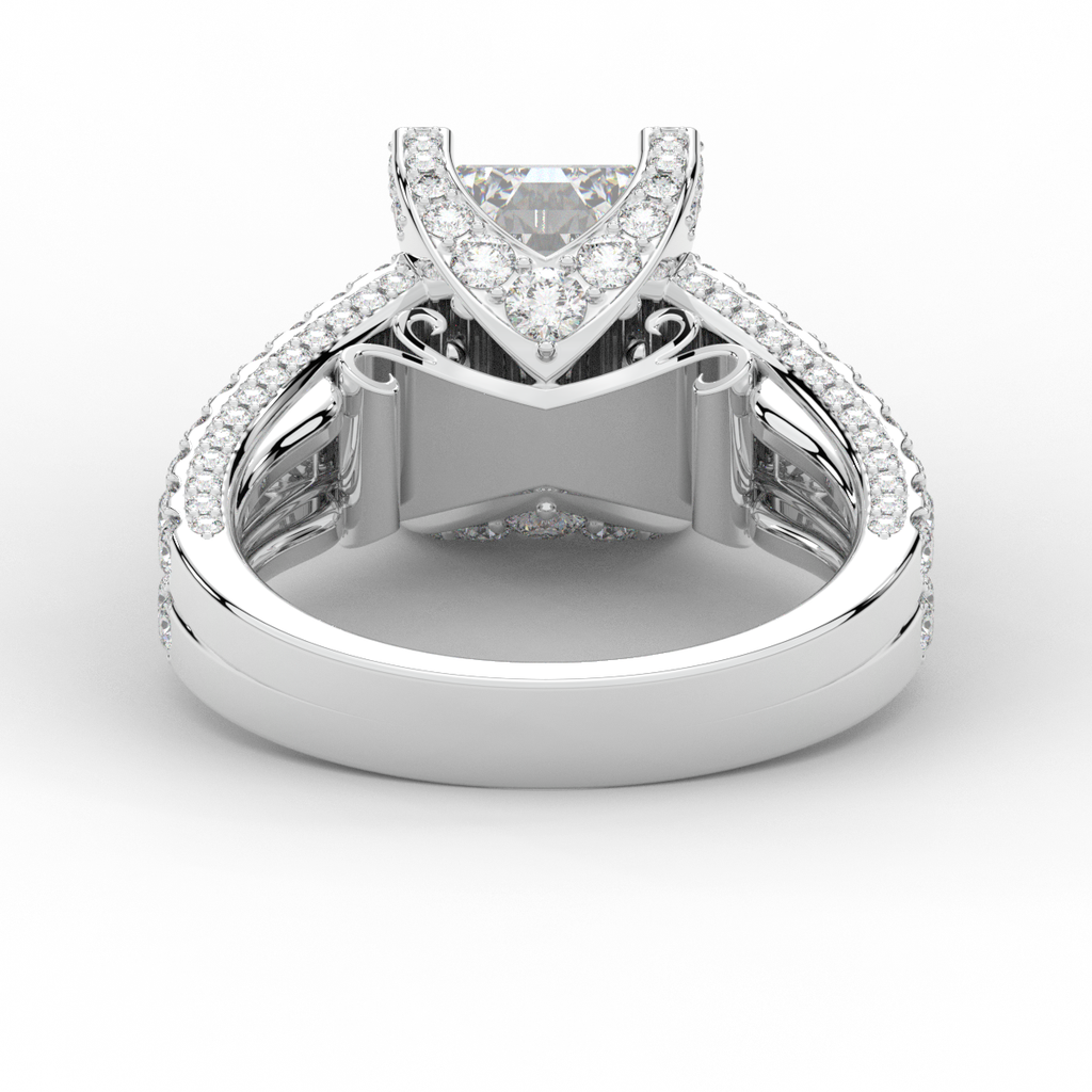 4.60CT.TW EMERALD CUT LAB DIAMOND SPLIT SHANK ENGAGEMENT RING - Nazarelle