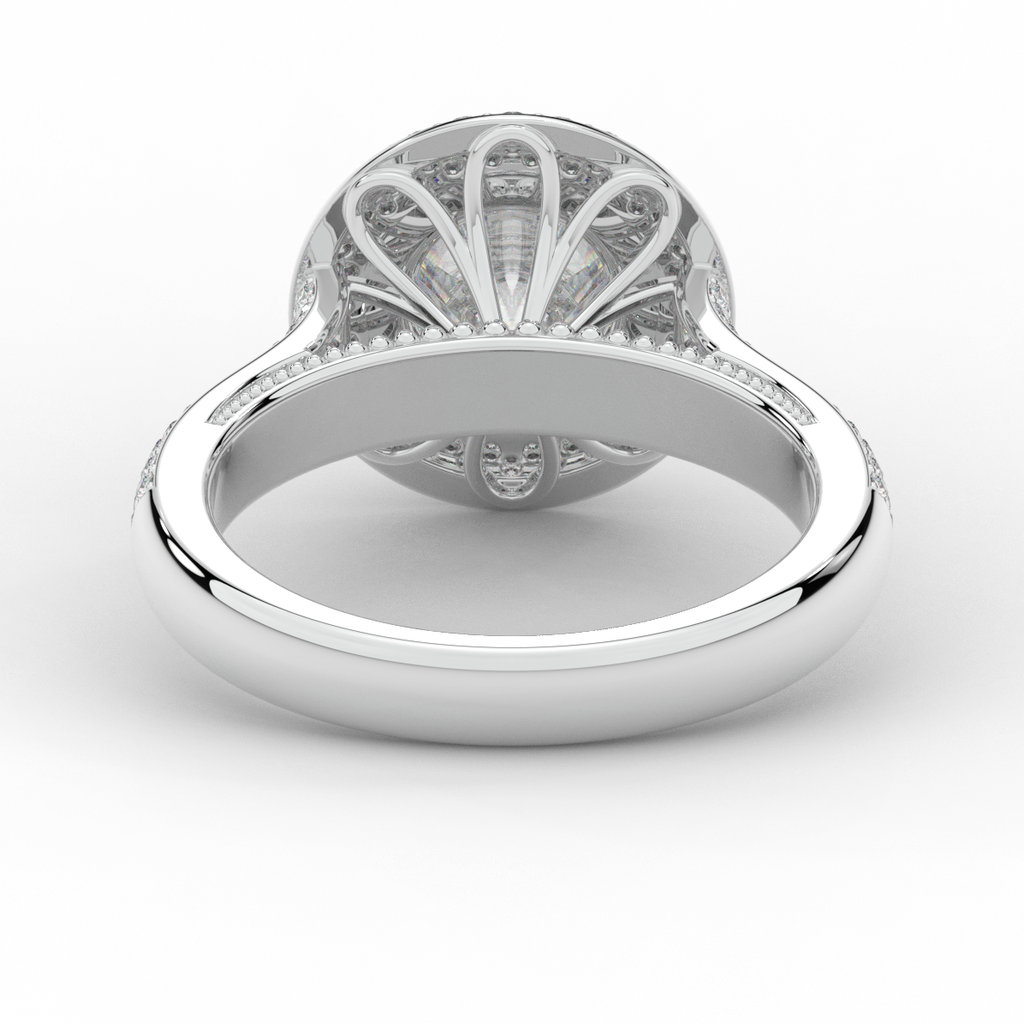 2.45CT.TW ROUND LAB DIAMOND HALO ENGAGEMENT RING - Nazarelle
