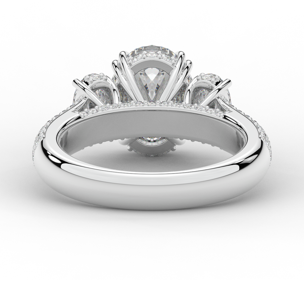 3.70CT.TW OVAL LAB DIAMOND 3 STONE ENGAGEMENT RING - Nazarelle