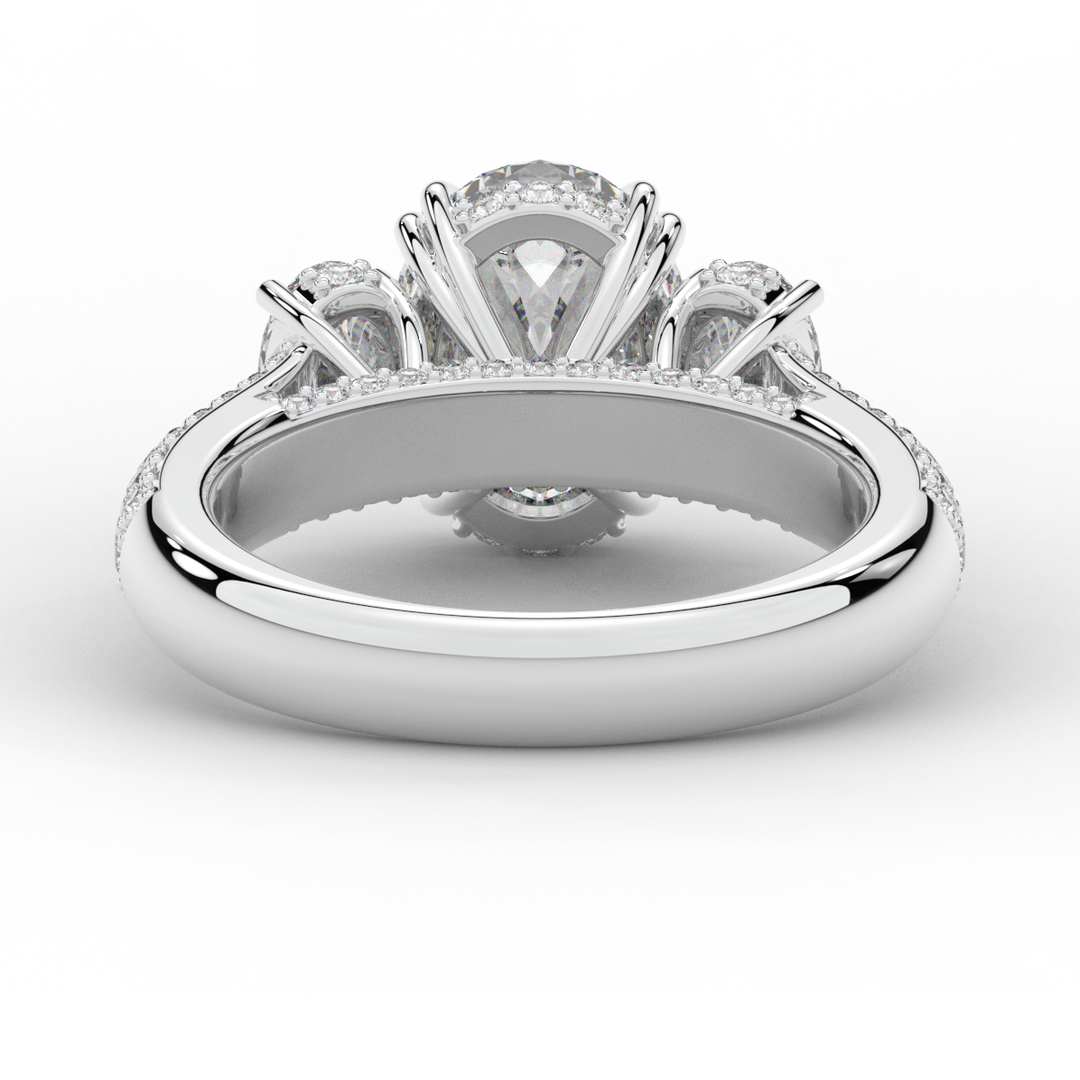 3.70CT.TW OVAL LAB DIAMOND 3 STONE ENGAGEMENT RING - Nazarelle