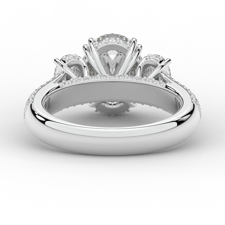 3.70CT.TW OVAL LAB DIAMOND 3 STONE ENGAGEMENT RING - Nazarelle