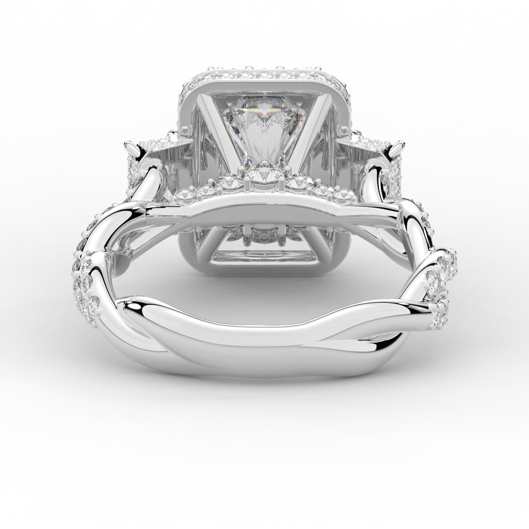 4.70CT.TW RADIANT LAB DIAMOND 3 STONE ENGAGEMENT RING - Nazarelle
