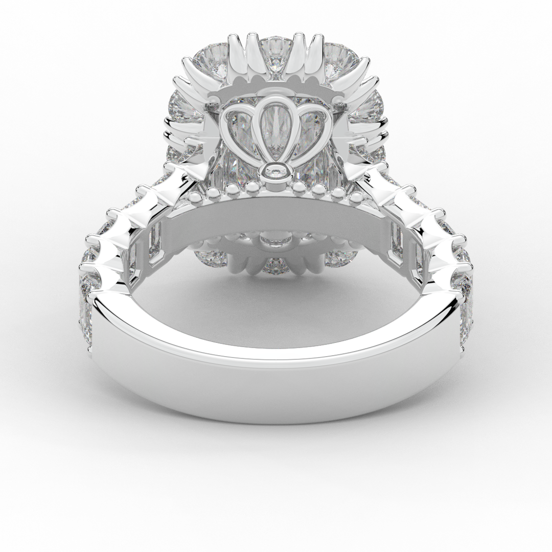 6.00CT.TW RADIANT LAB DIAMOND HALO ENGAGEMENT RING - Nazarelle