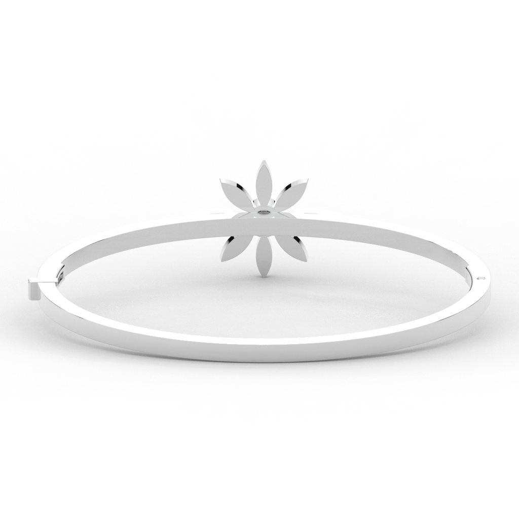 0.40CT.TW ROUND LAB BEZEL AND PRONG SET FLOWER DIAMOND BANGLE - Nazarelle